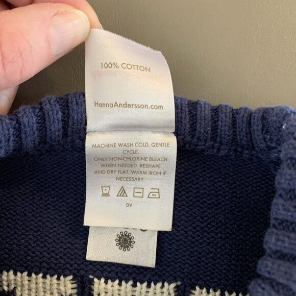 Hanna Andersson 90 3T Holiday Sweater Navy Trees Christmas Pullover Fair Isle - Picture 6 of 12